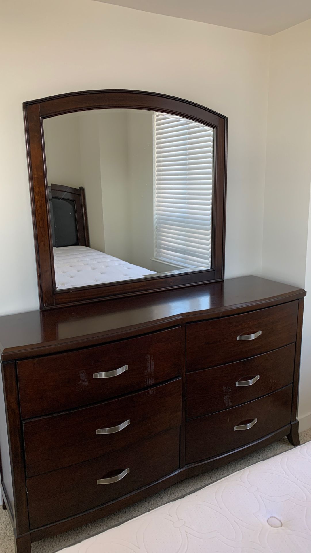 Dressing table, night stand and king size bed from Bobs furniture