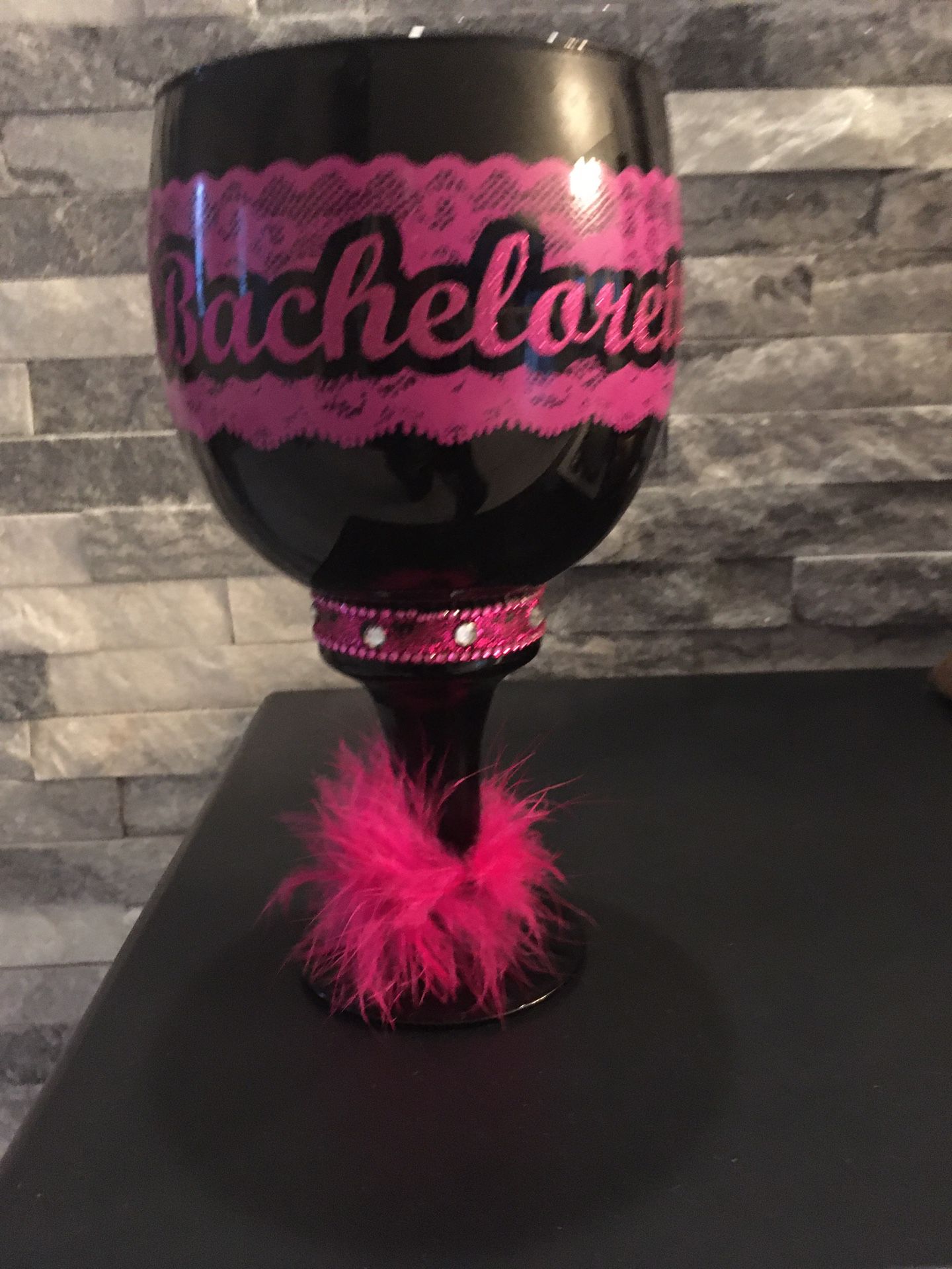 Black & Hot Pink Bachelorette Goblet
