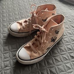 Converse All Star Girls Size 3 Pink Butterflies 
