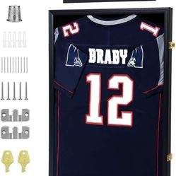 IHEIPYE Jersey Display Frame Case Lockable, Large Sport Jersey Shadow Box with 98% UV Protection Acrylic and Hanger for Baseball Basketball Football S