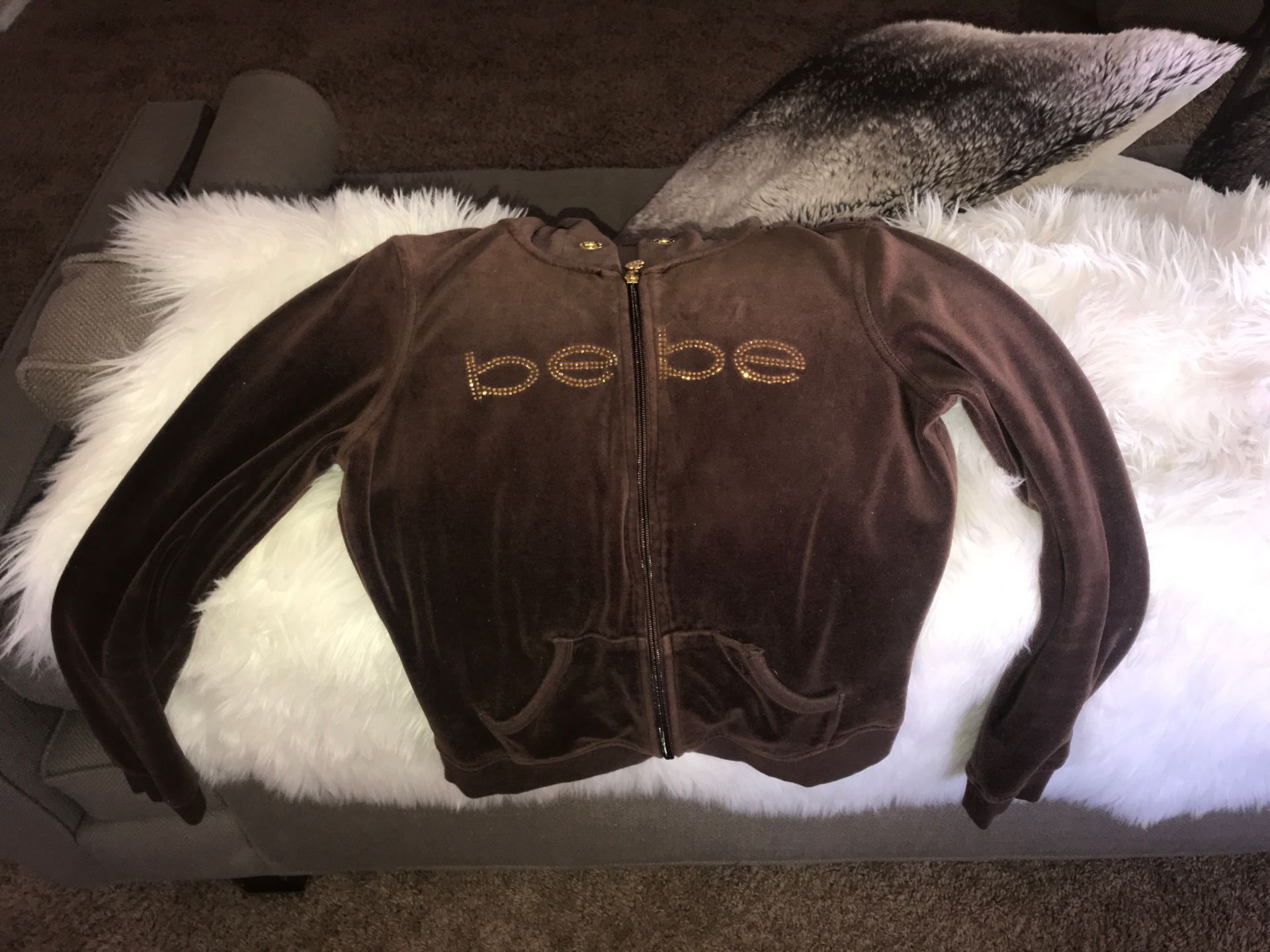 BEBE velour brown jacket (xs-s)