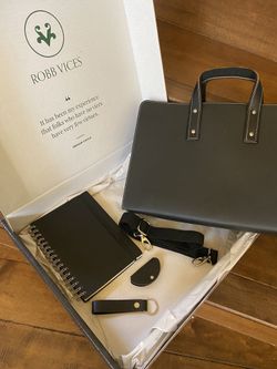 Robb Vices black Leather Briefcase With Accessories 