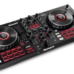 Numark Mixtrack Platinum Serato Control DJ Mixer, Built-in Audio Interface, FX Paddles, 4 Decks + Jog Wheel Displays