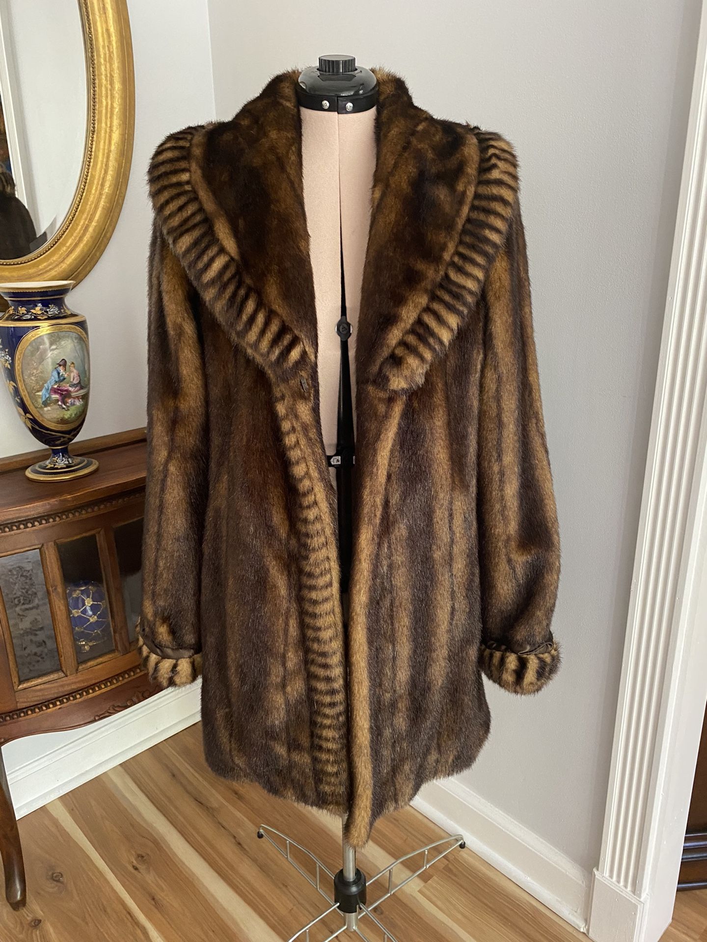 Beautiful Faux brown mink coat