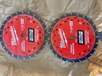 2 Milwaukee 7-1/4 Inch 24T NITRUS Carbide Framing And Demolition Blades.  Brand NEW.