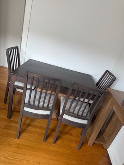 Dark Wood Dining Table with 4 Chairs