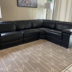 Beautiful Electric Recliner Black Leather Sectional