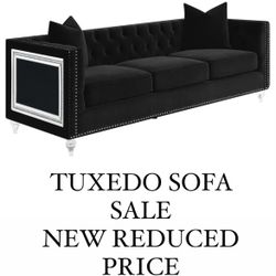 Brand New Luxury Black Velvet Sofa Mirrored With Crystal Trim 