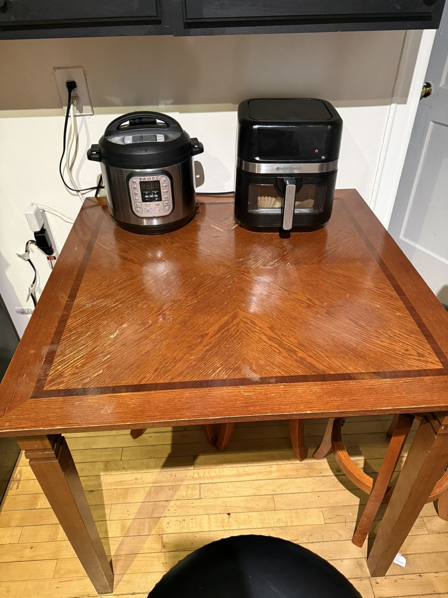 Wooden counter-height dining table