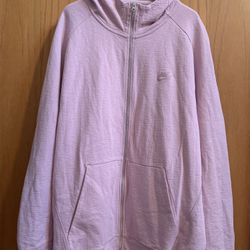 Nike Mens Hoodie XXLT Mauve Pink Zippered with Crinkled Texture, Like New