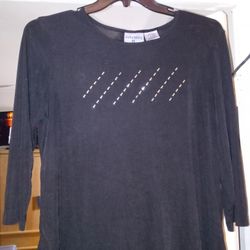 KATHY Ireland back and silver Spandex blouse size large