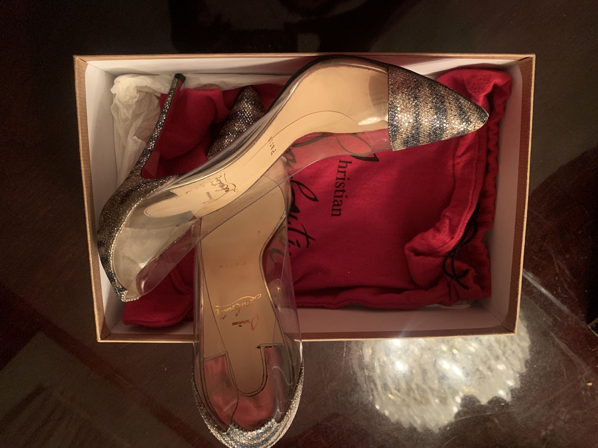 Christian Louboutin Debout 100 Glit Siren/PVC