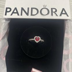 Elevated red heart Pandora ring