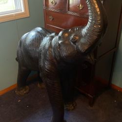 Large leather wrapped decorative baby elephant