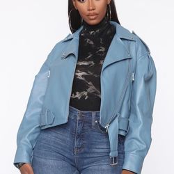 Fashion Nova Faux Leather Moto Jacket Size M New