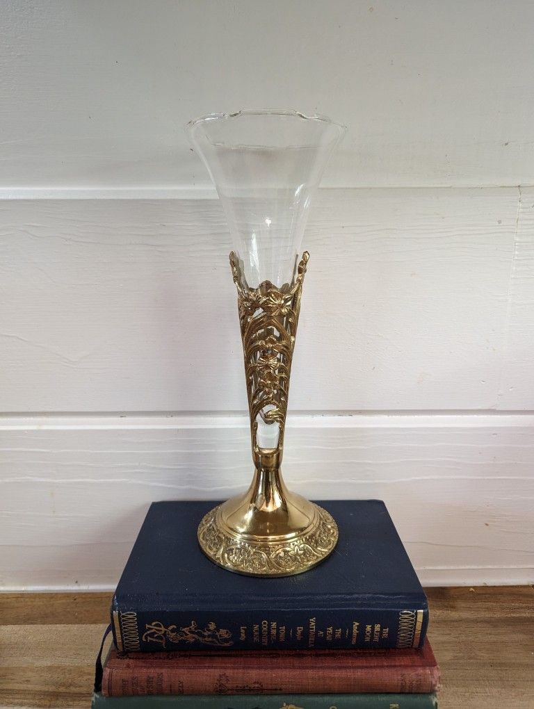 Vintage Brass Fluted Vase 