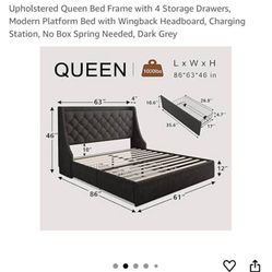 Full Size Storage Bed With Charging station 