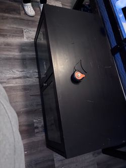 Dark brown tv stand and Glass Display Cabinet
