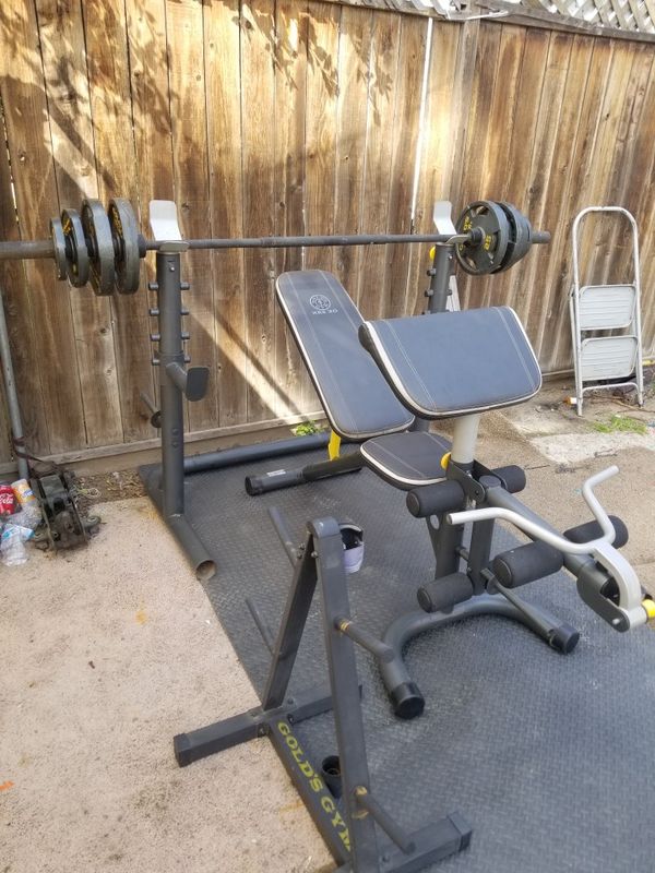 gold's gym bench and rack