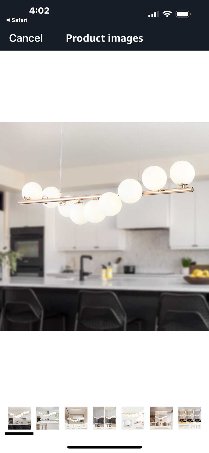 New Globe Linear Chandelier: Mid Century Sputnik White 9 Glass Milk Glob