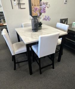 Counter Height Faux Marble Dining Set