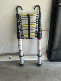 Telescoping Aluminum Ladder with Hook Top