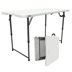 Lifetime 4 Foot Fold-in-Half Adjustable Height Table, Indoor/Outdoor Essential, Whi