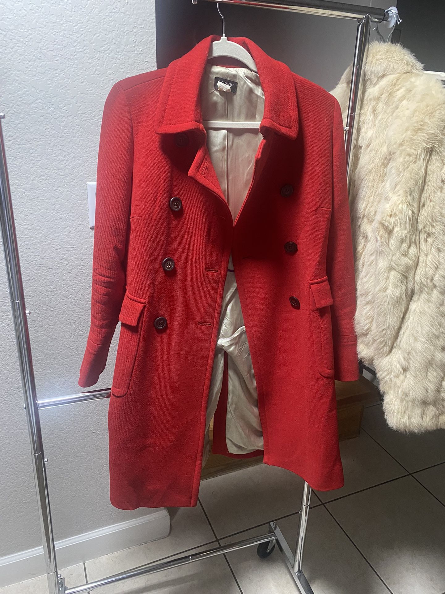 J Crew Red Wool Coat Size 6 $30