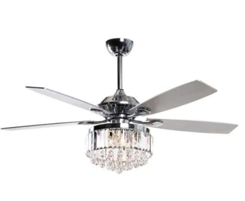 Flint Garden 52 In. Indoor Chrome Crystal Ceiling Fan With Light Kit And Remote Control