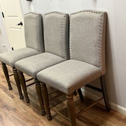 Set Of 3- Wooden / Upholstered Counter Height Chair!!! 