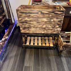 Handcrafted Burnt Wood Planter Boxes – No Stain, No Chemicals!
