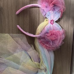 Butterfly Pompon Ears W/ Glittery Drapes