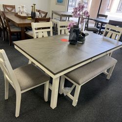 Dining Room Table With 4 Chairs And A Bench 
