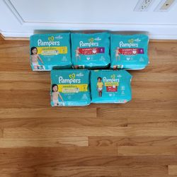 5 Packs Pampers Diapers Size 4 Factory Sraled
