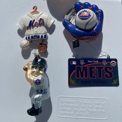 MLB New York Mets Christmas ornament lot baseball glove player sign jersey