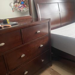 Full Size Bed Frame And Dresser With Mirror 