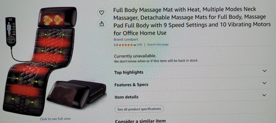 New! Full body massage mat with heat, multiple modes neck massager