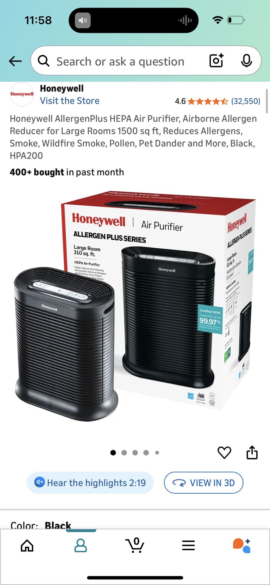 brand New Honeywell Air purifier (room Up To 1500 Sqft)