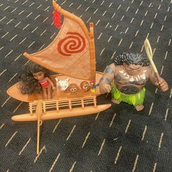 Moana Figures With Boat Qty 7 Figures 