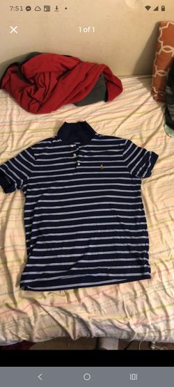 Polo Ralph Lauren classic fit medium navy white stripe polo pony logo
