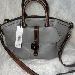 NWT Dooney & Bourke Samba Satchel RT004 GY Grey Leather