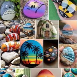 HAND PAINTED FOR SALE! ROCK ART! HAPPINESS 