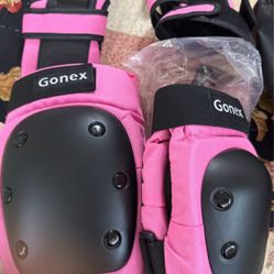 Gonex Size M Inline Skates with Elbow Pads Knee Pads and Wrist Guards for Girls Boys,Black Pink