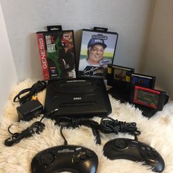 Sega Genesis console Lot With Games And Controllers 