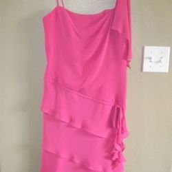 Davids Bridal Tiered Chiffon Pink Prom Women’s Dress 8 