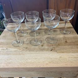set of seven wine glasses