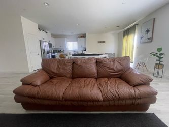 Brown Leather 3-Seat Sofa