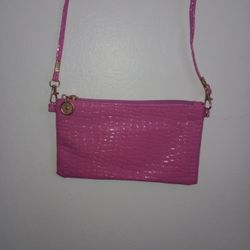 Mini Pink Snakeskin Crossbody Purse 