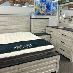 NEW ARRIVAL🤑Beautiful Grey Wood 5pc Bedroom Furniture Set On Sale Now Only $899 (Huge Saving)