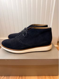 Giorgio Armani Italy Navy Blue Suede Leather Desert Boots Size 10 Men
